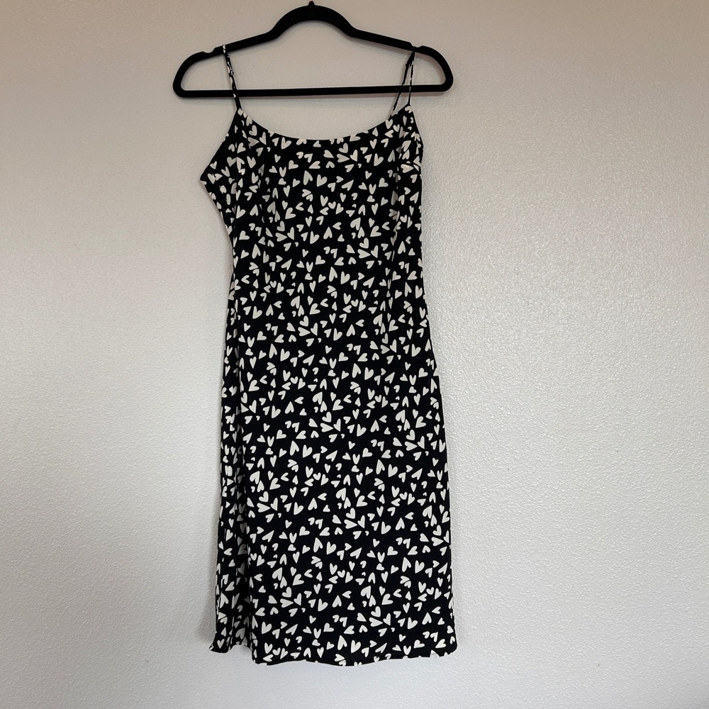 Abercrombie & Fitch‎ Heart Print Midi Slip Dress Black White Medium NWT 159-298
